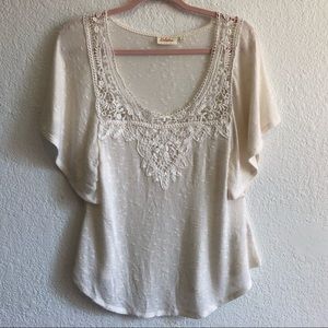 ANTHROPOLOGIE DELETTA  Bell Sleeve Lace Knit Top